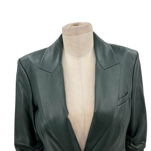 Veronica‎ Beard Hollis Faux Leather Dickey Jacket Blazer Green Size 4 *Flawed - Picture 4 of 16